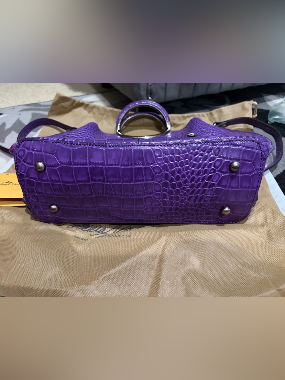 Patricia Nash Arenzano leather Double Ring Shopper Croc-Embossed - Picture 4 of 4